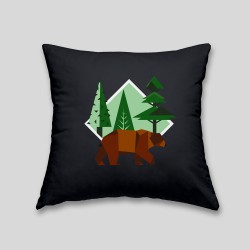 Brown bear cushion - Cushion with removable cover and invisible zip on the back. 32x32cm 
