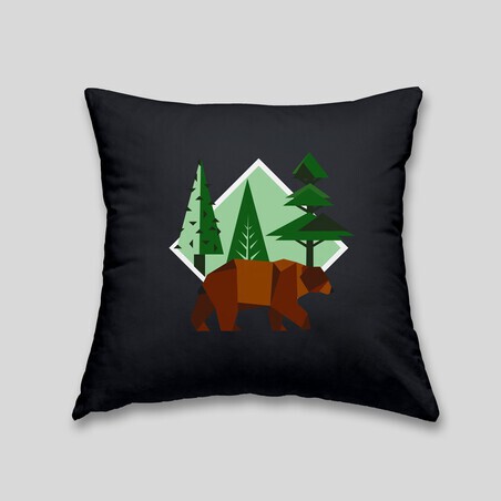 Brown bear cushion - Cushion with removable cover and invisible zip on the back. 32x32cm 