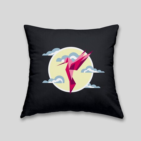 Hummingbird cushion - Cushion with removable cover and invisible zip on the back. 32x32cm 