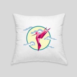 Hummingbird cushion - Cushion with removable cover and invisible zip on the back. 32x32cm 