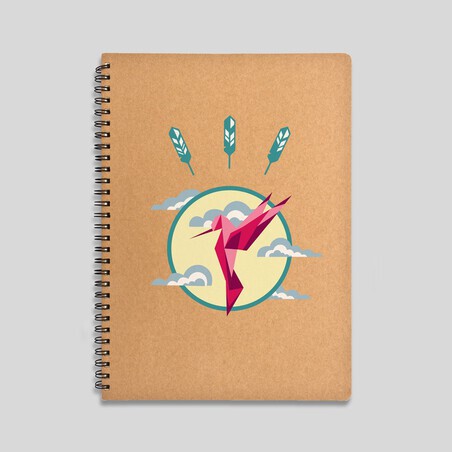 Hummingbird notebook - 120 sheets notebook with hard cover made of recycled cardboard. 16x22cm 