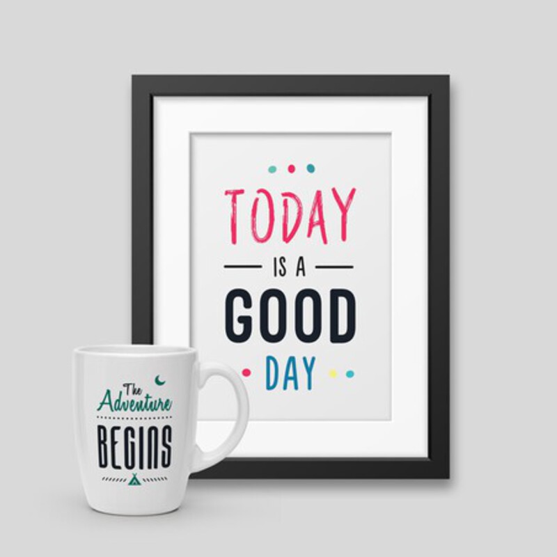 Pack Mug + Framed poster - Mug The Adventure Begins + Framed poster Today is a good day 40x60cm  