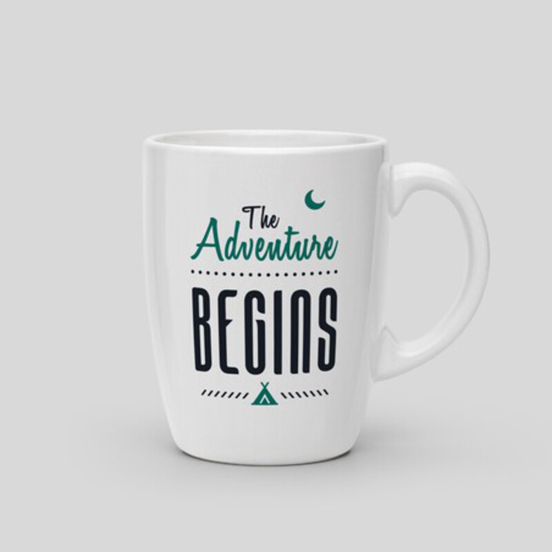 Mug The adventure begins - White Ceramic Mug. 325ml 