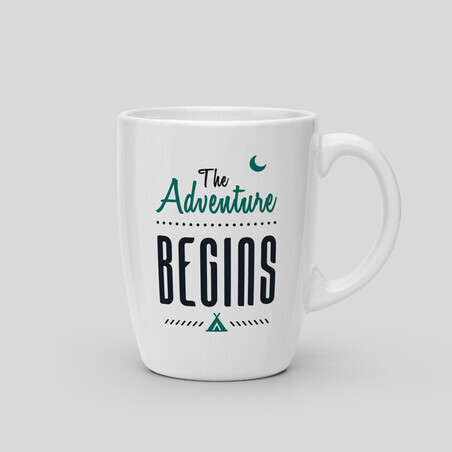 Mug The adventure begins - White Ceramic Mug. 325ml 