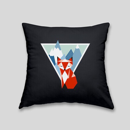 Mountain fox cushion - Cushion with removable cover and invisible zip on the back. 32x32cm 